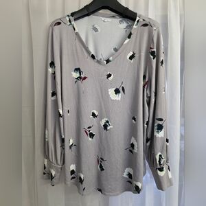 Maurices Gray Long Sleeve Relaxed Blouse